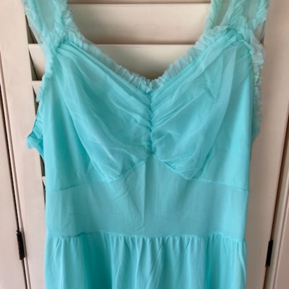 1950's Gotham Turquoise Nylon & Chiffon Nightie - Picture 6 of 13